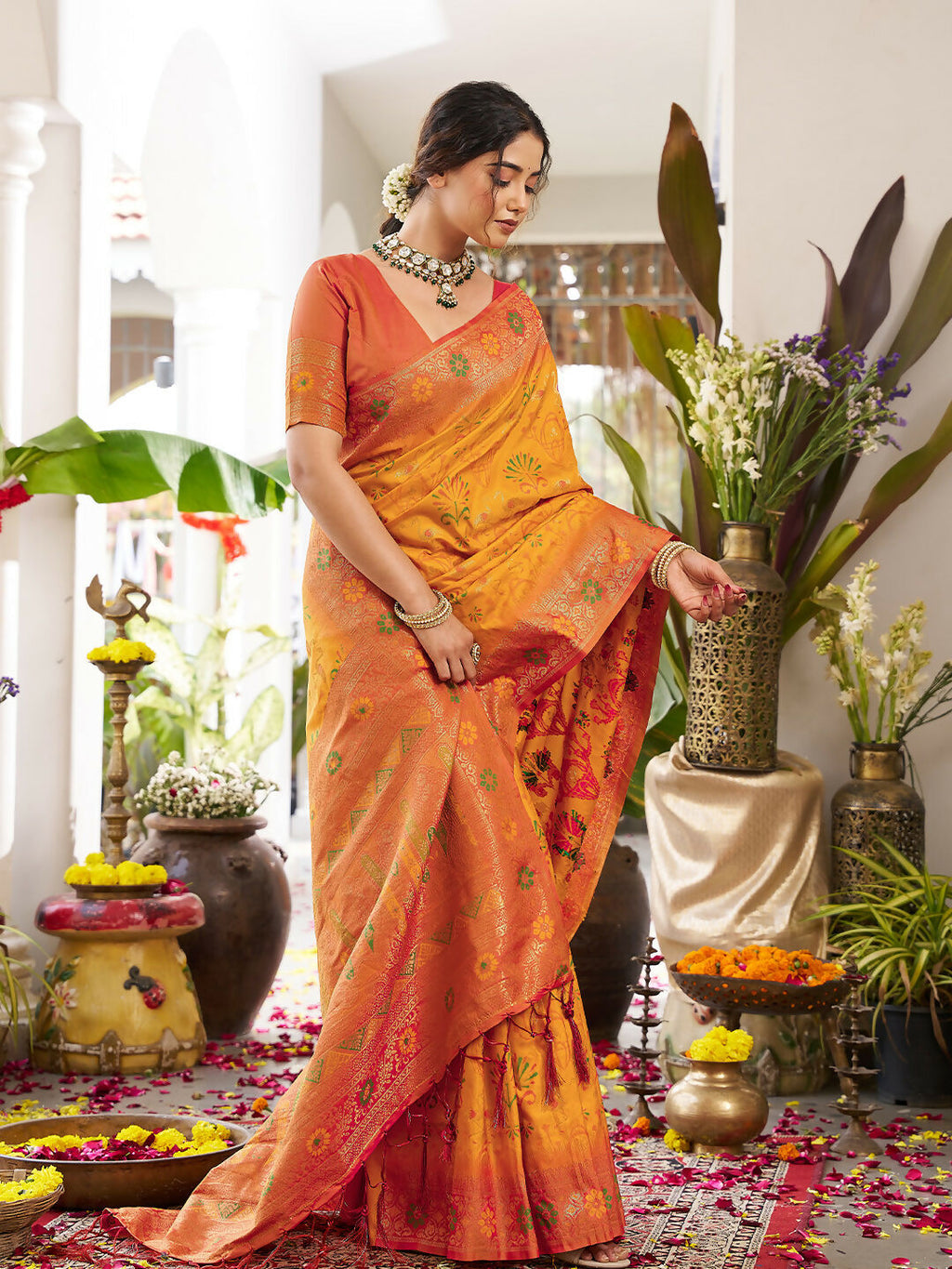Shree Shyam Fashion Yellow Soft Silk Saree