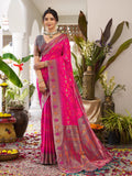 Anaita Magenta Silk Woven Saree With Blouse