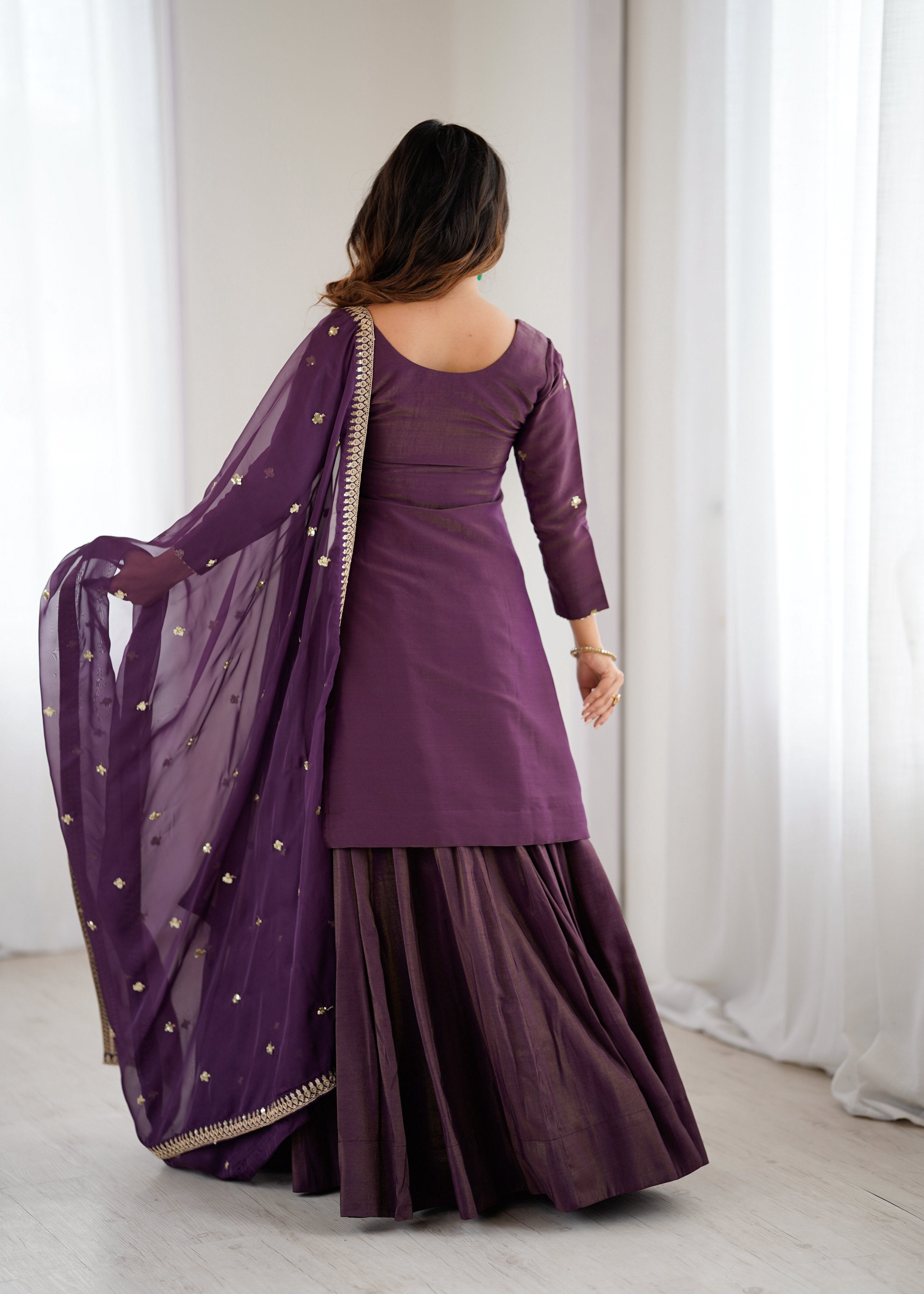 Lehenga Mart Designer Suit With Kurta Lehenga Dupatta For Women-Purple