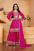 Teeya Creation Pink Color Chinon Silk Wedding Wear Trending Palazzo Set