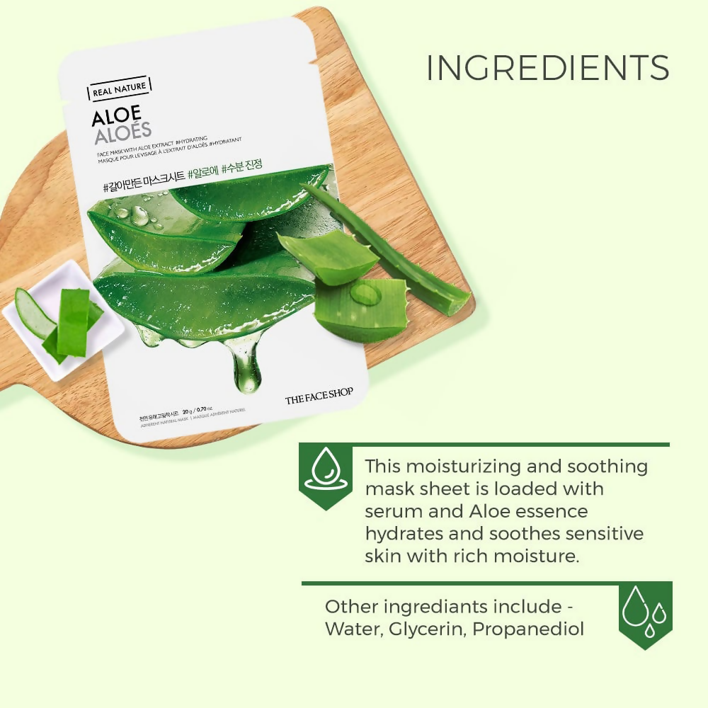 The Face Shop Real Nature Aloe Face Mask - Korean Skincare