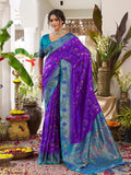 Anaita Violet Silk Woven Saree With Blouse