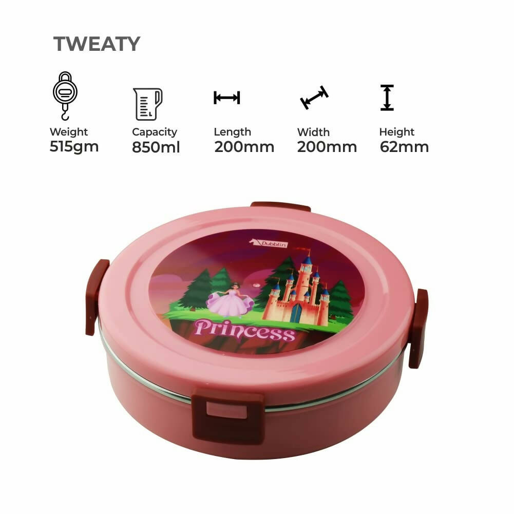 Dubblin Tweaty Stainless Steel Round Lunch Box