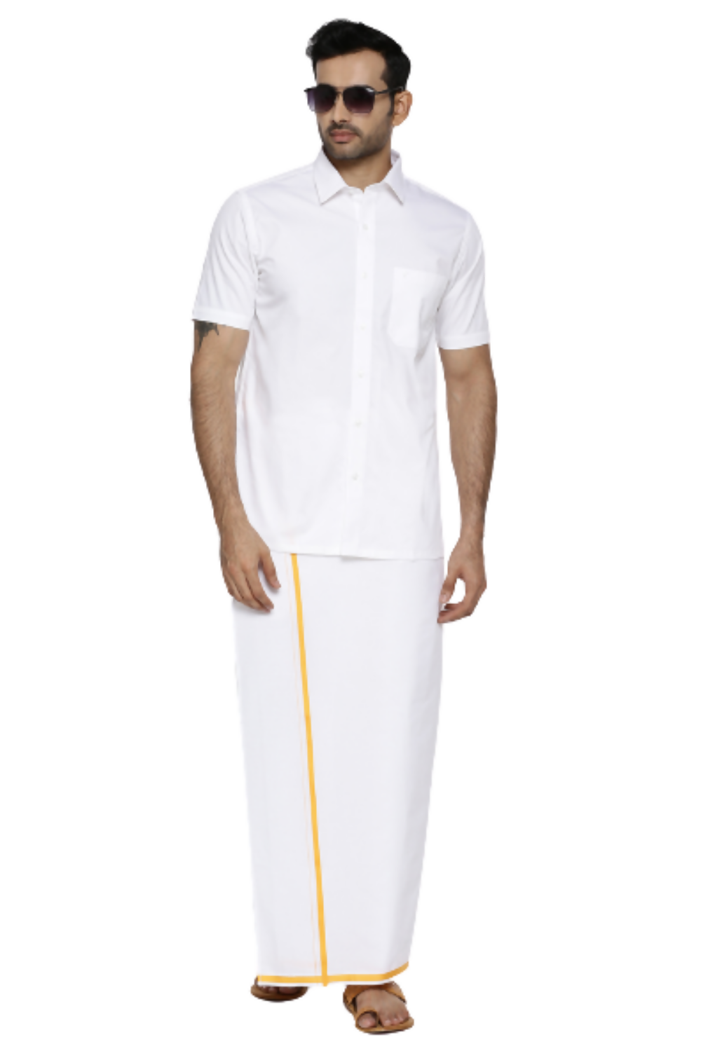 Ramraj Cotton Mens Half Sleeve White Shirt Plus Size - Classic Cotton