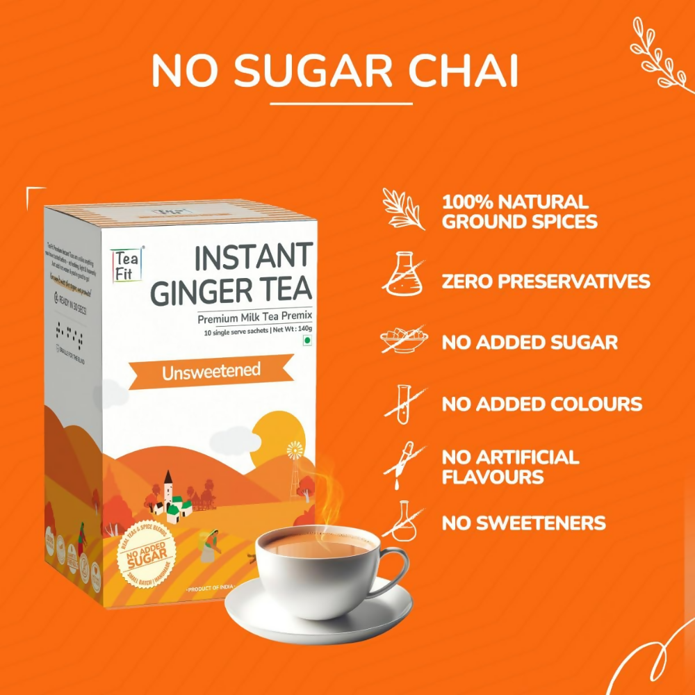 TeaFit AM/PM Wellness No Sugar Tea Premix - Ginger Tea & Turmeric Latte