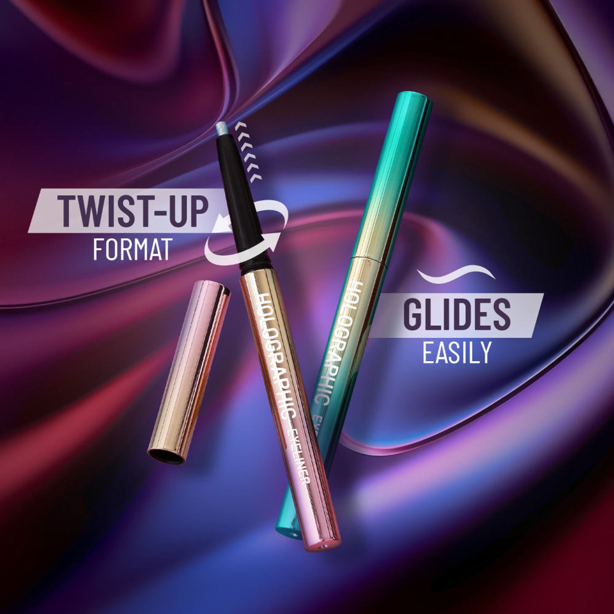 Swiss Beauty Holographic Eyeliner , Multi Chrome Effect , Water -Proof ,Smudge Proof - 6 Coloured Earth