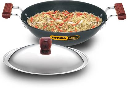 Hawkins Futura Hard Anodised Kadhai with Stainless Steel Lid 3.75 L (AD375S)