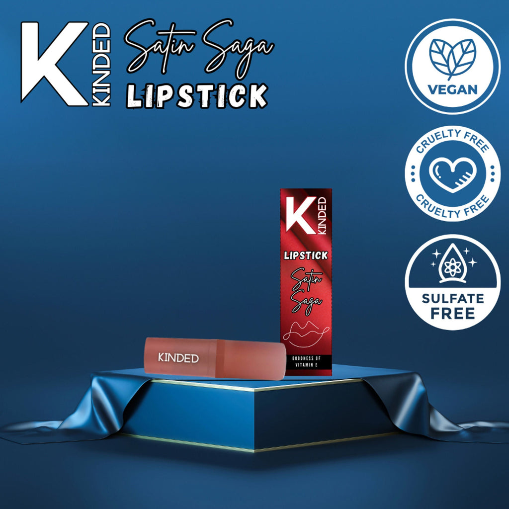 KINDED Satin Saga Bullet Creamy Lipstick With Satin Finish & Vitamin E - 08 Sunkissed Orange