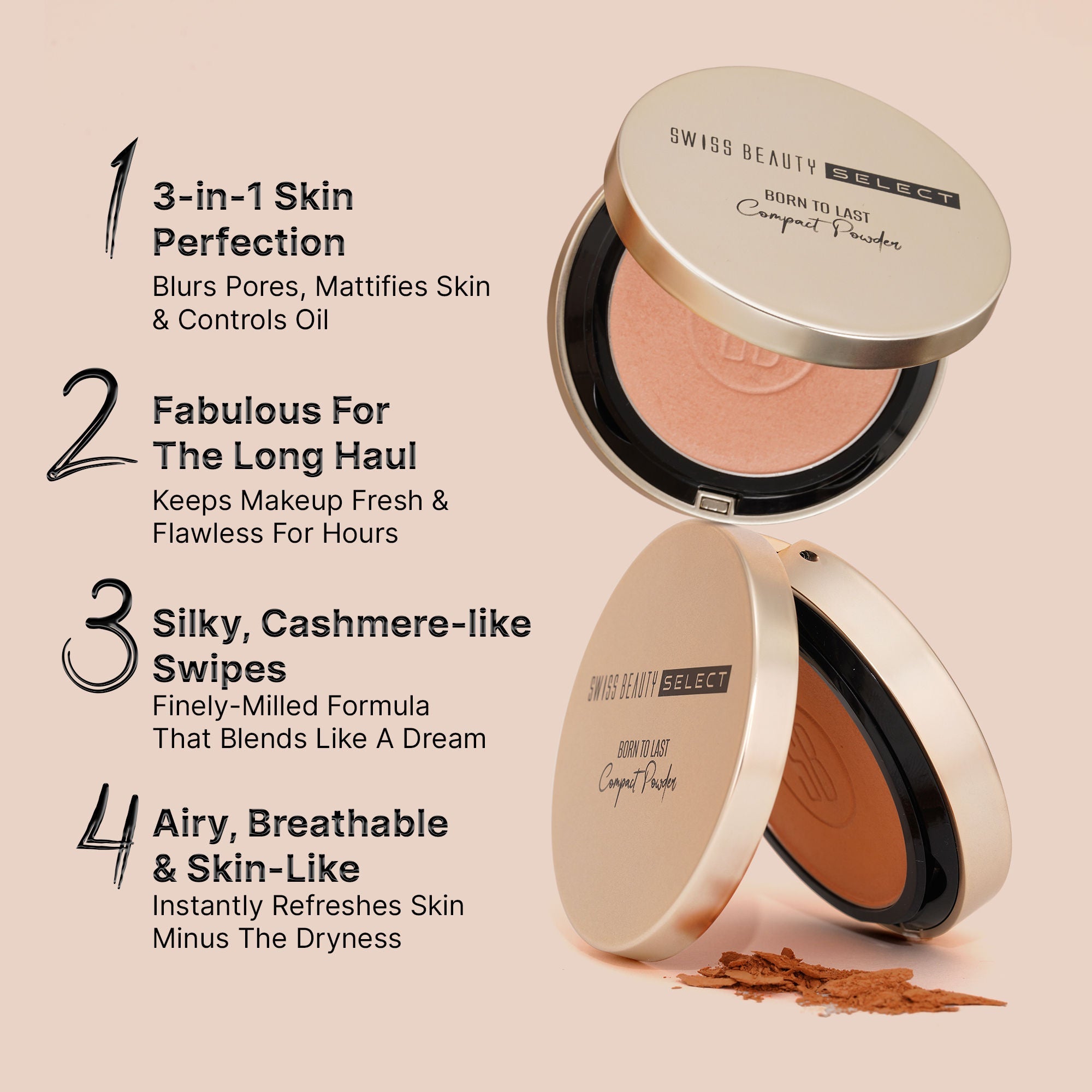 Swiss Beauty Born To Last 3-In-1 Skin Perfection Compact With Vitamin E - 2. Sunlit Sand