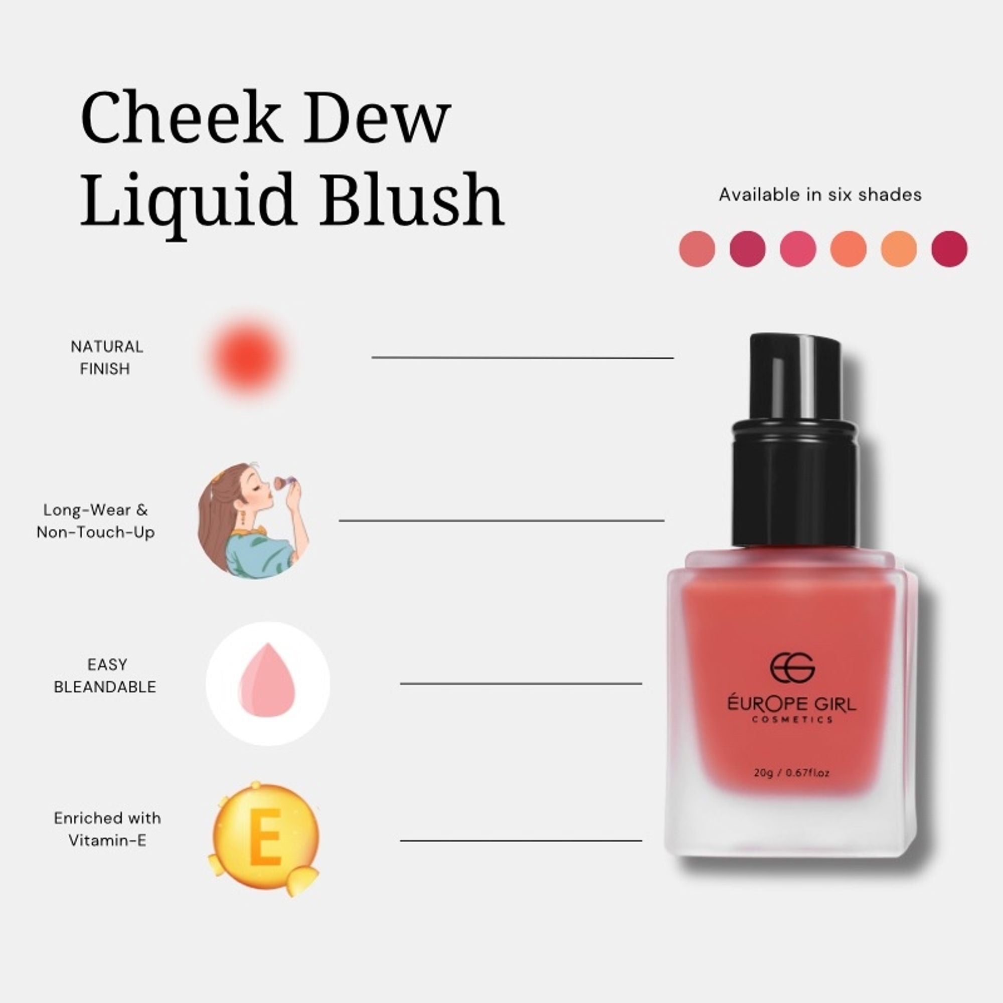 Europe Girl Cheek Dew Liquid Blush - EG-06 Fusion