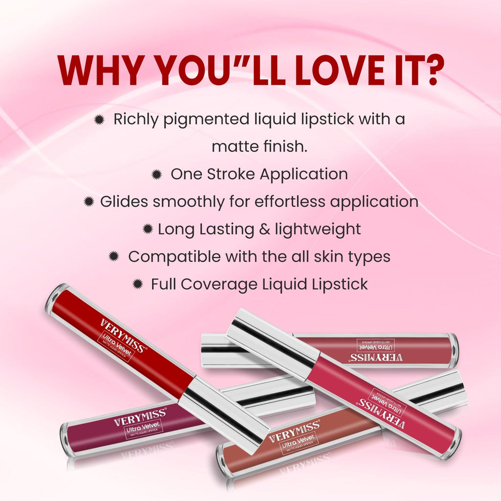 VERYMISS Ultra Velvet Matte Liquid Lipstick - 204 Burgandy Red