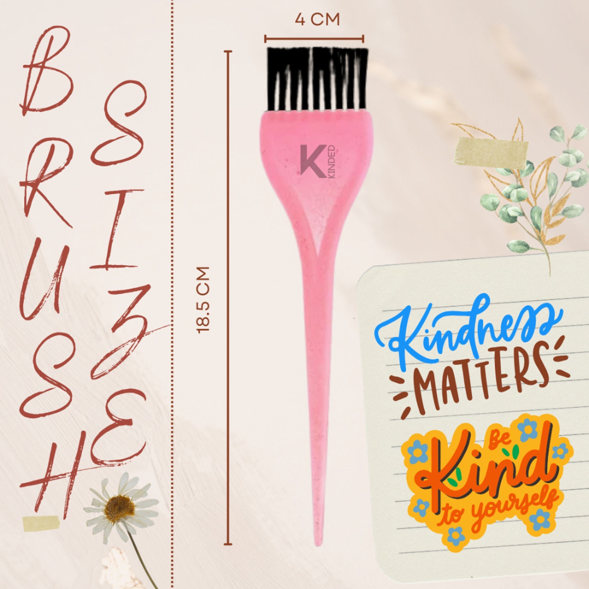 KINDED Multipurpose Pink & Blue Hair Color and Mehndi Brush Set of 2