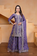 Teeya Creation Lavender Color Chinon Silk Wedding Wear Trending Palazzo Set
