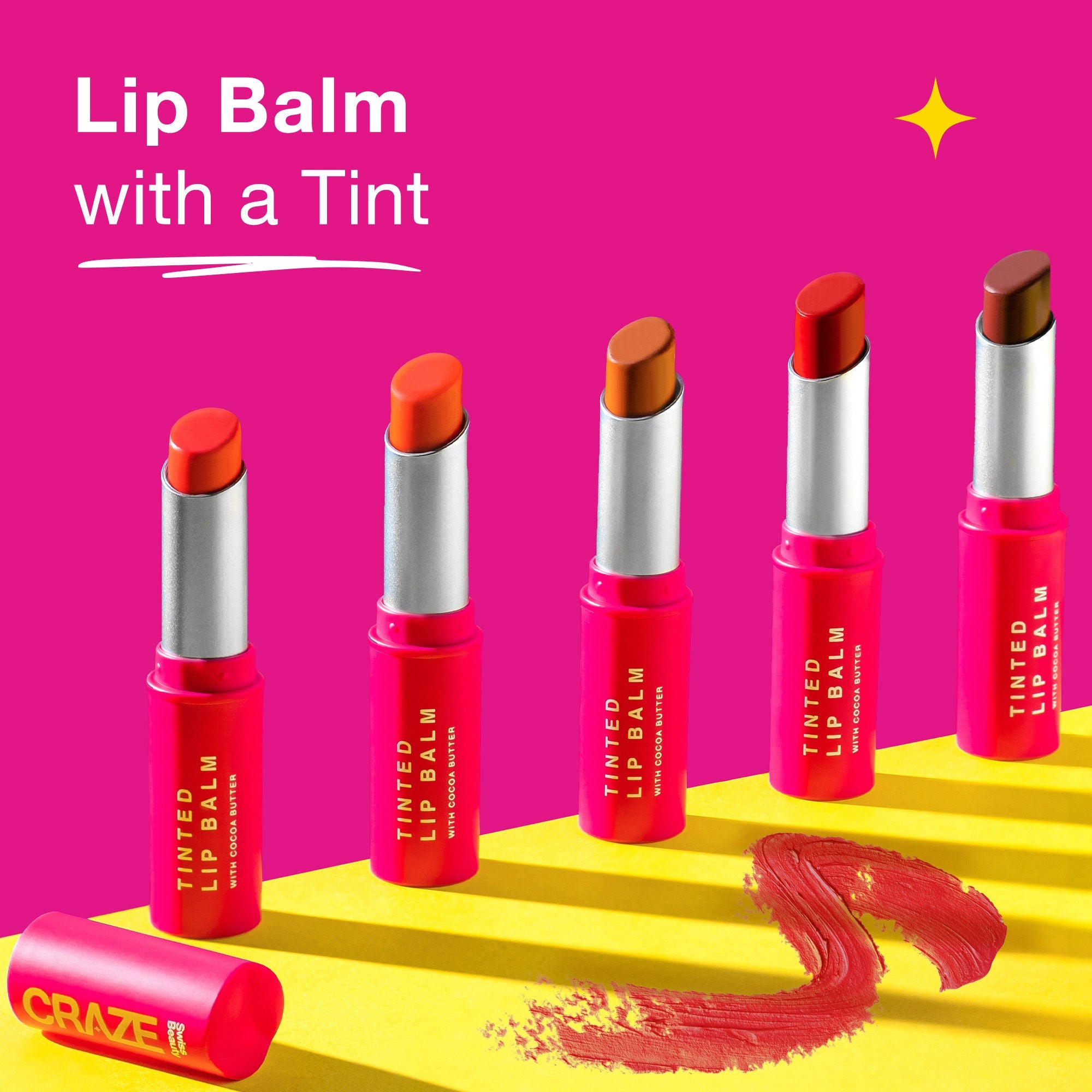 Swiss Beauty CRAZE Tinted Weightless Sheer Coverage Lip Balm With Cocoa Butter - 02 Sugar Rose
