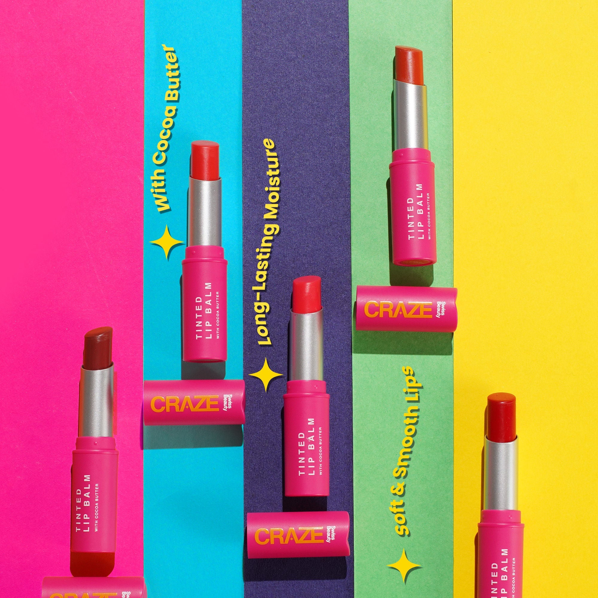 Swiss Beauty CRAZE Tinted Weightless Sheer Coverage Lip Balm With Cocoa Butter - 03 Cherry Crush