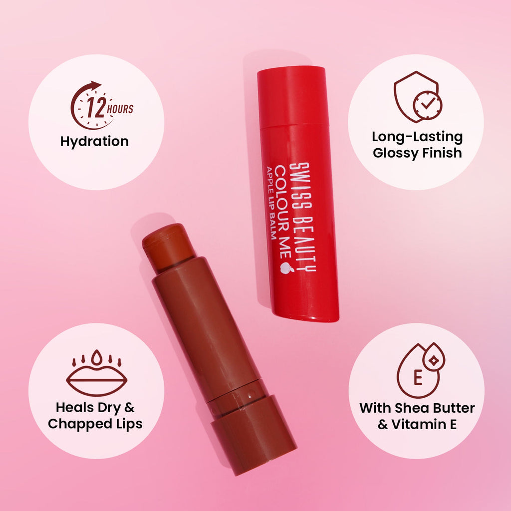 Swiss Beauty Colour Me Tinted Lip Balm For Dry With SPF 15 , Shea Butter and Vitamin E - Cherry Pop