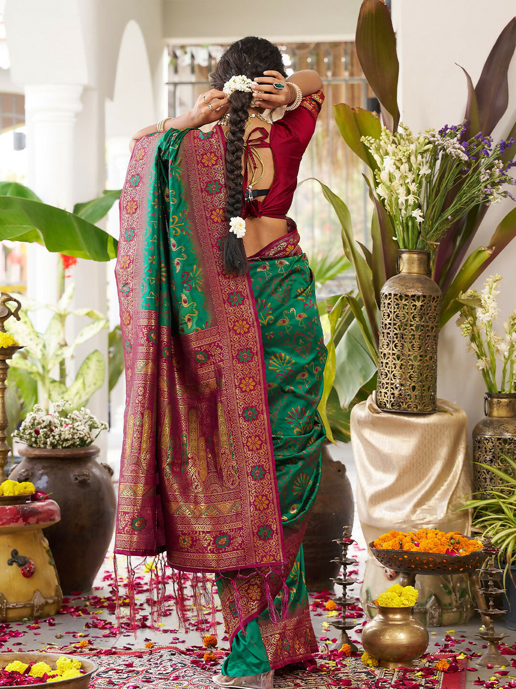 Shree Shyam Fashion Green Soft Silk Saree