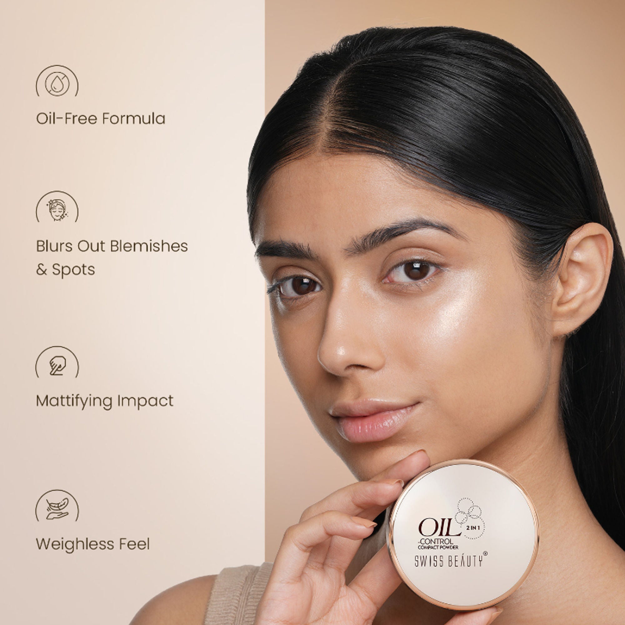 Swiss Beauty Oil Control Compact Powder - 02 Light Medium