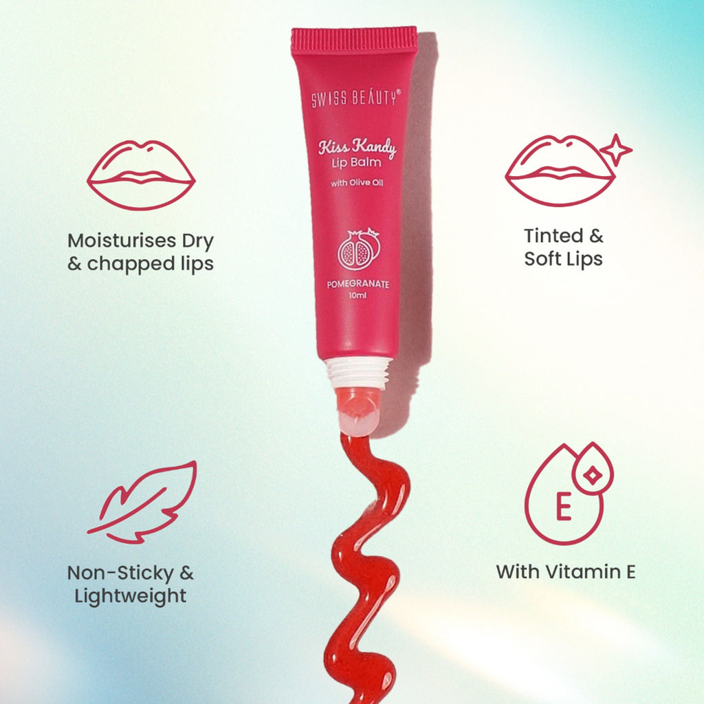 Swiss Beauty Kiss Kandy Tinted Lip Balm | Non-Sticky with Olive Oil & Vitamin E - 02 Water Melon