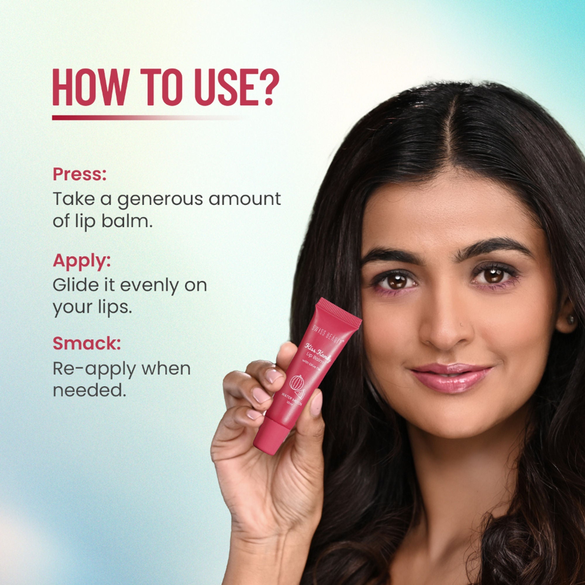 Swiss Beauty Kiss Kandy Tinted Lip Balm | Non-Sticky with Olive Oil & Vitamin E - 02 Water Melon