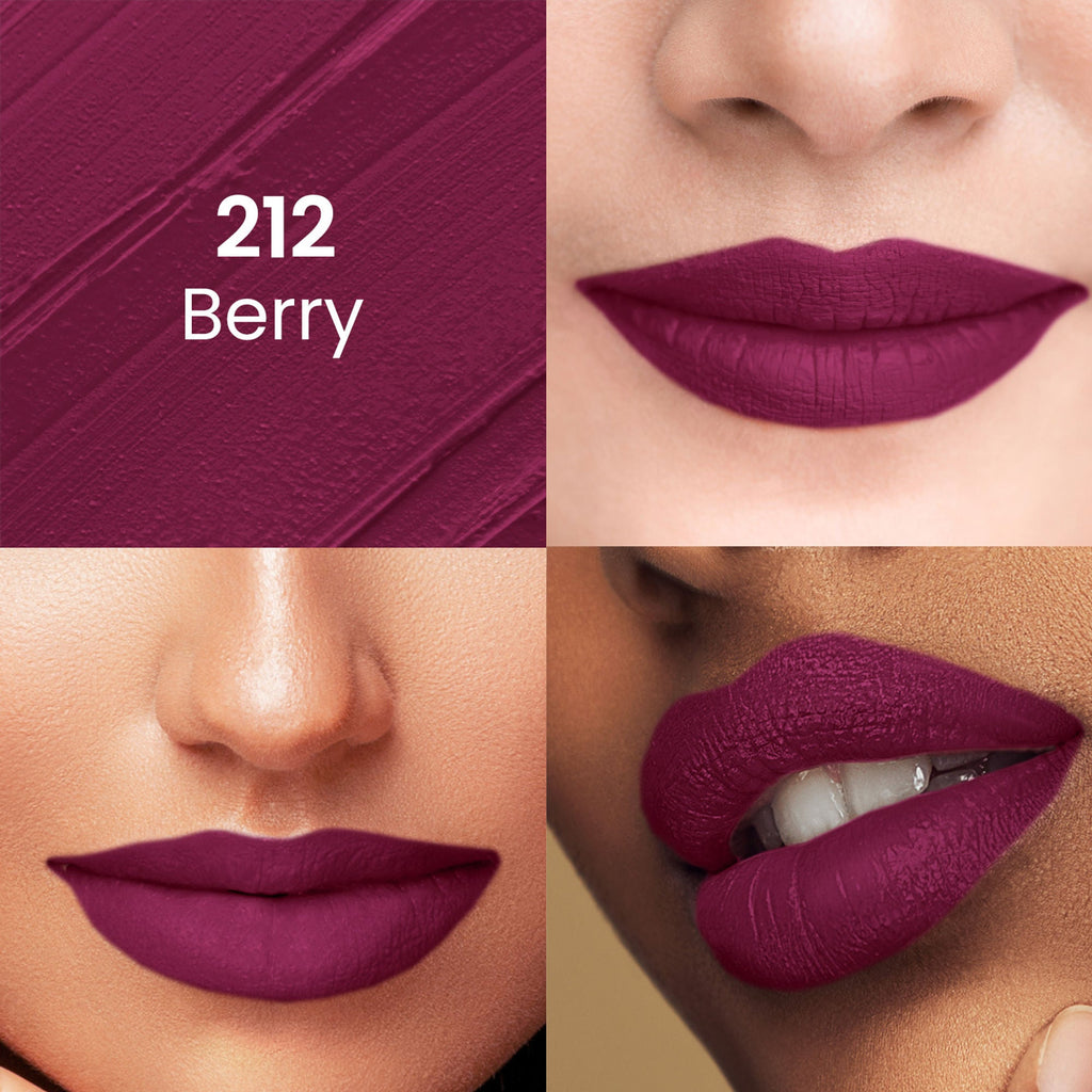 Swiss Beauty Pure Matte Lipstick , Non-Drying, Smooth Glide, Long Lasting - 212 Berry