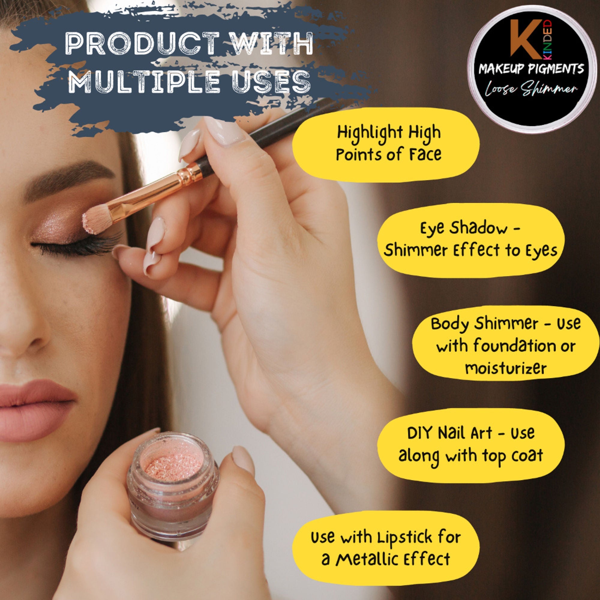 KINDED Loose Shimmer Makeup Foil Pigments Powder - Golden