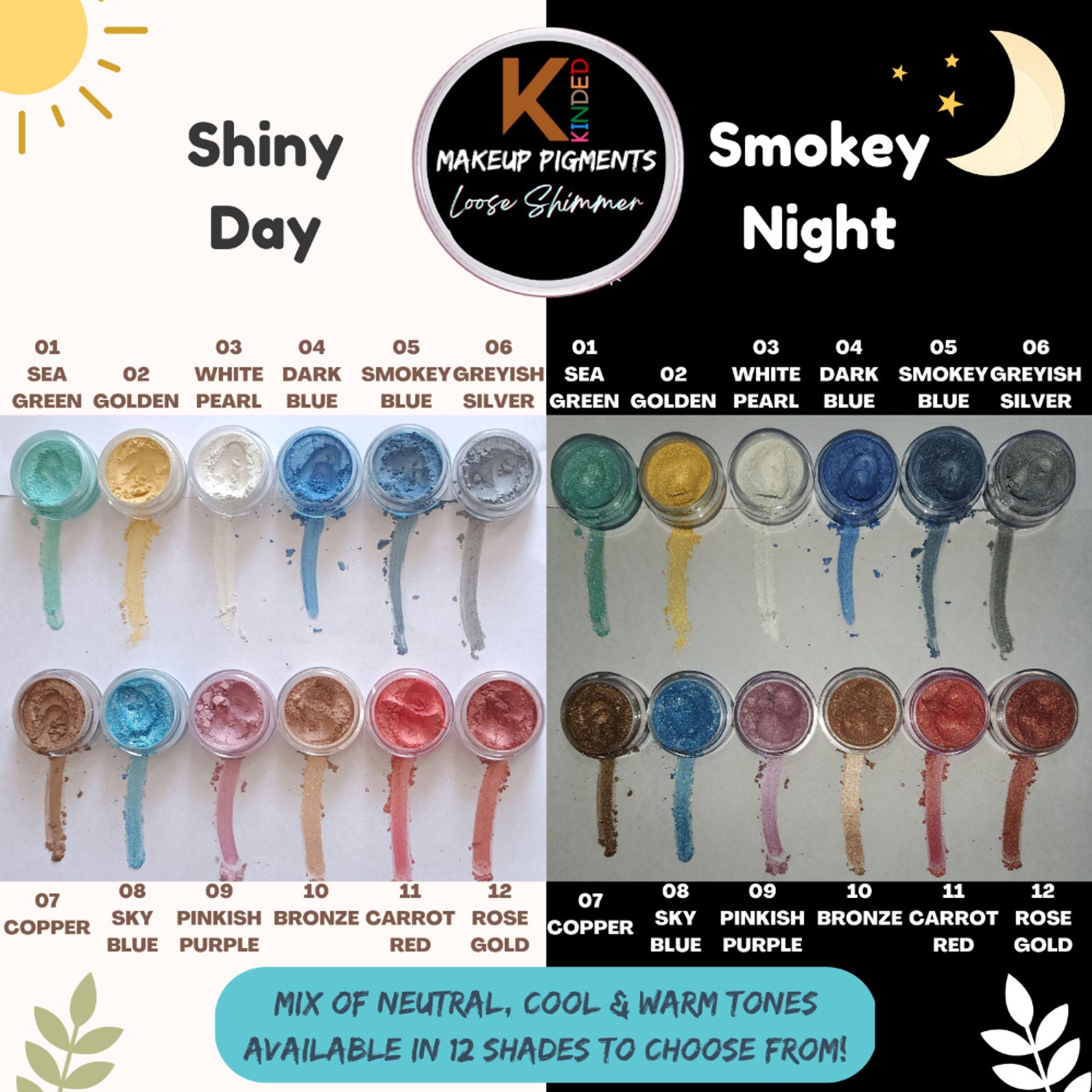 KINDED Loose Shimmer Makeup Foil Pigments Powder - White Pearl