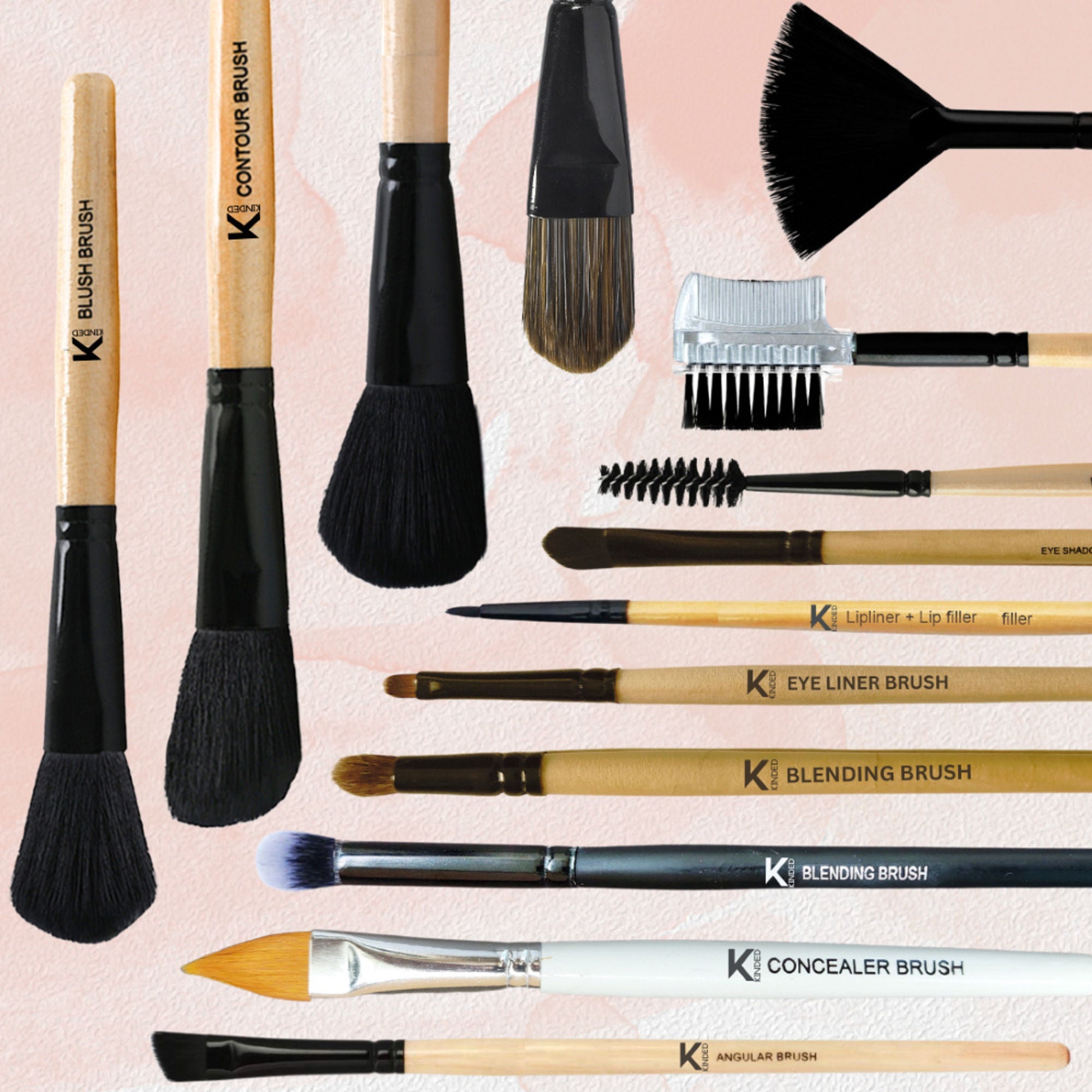 KINDED Professional Natural Wooden Handle 2 in 1 Lip Liner & Lip Filler Makeup Brush