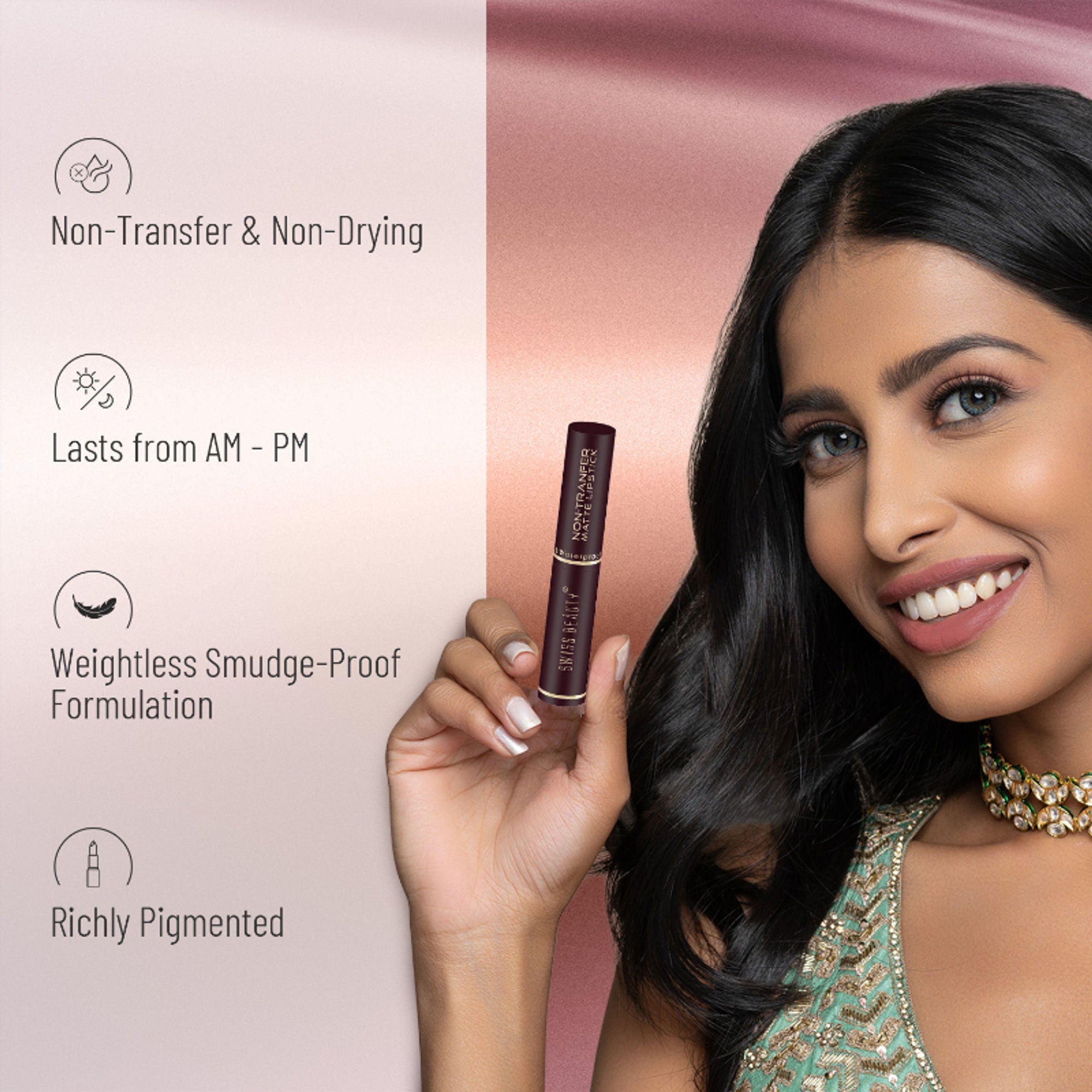 Swiss Beauty Non-Transfer Matte Lipstick - 8 Peach Day