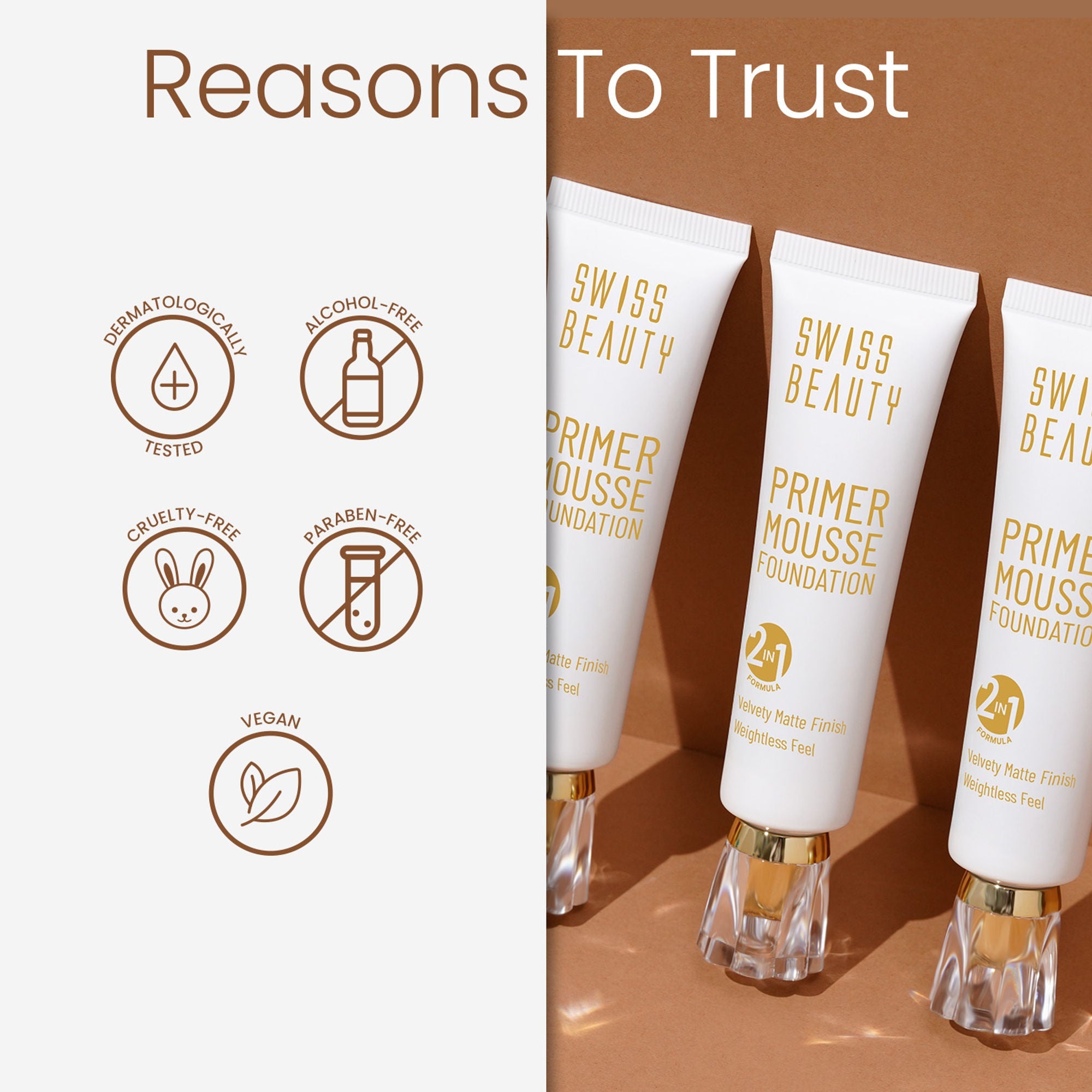 Swiss Beauty Primer Mousse Foundation - 09 Light Almond