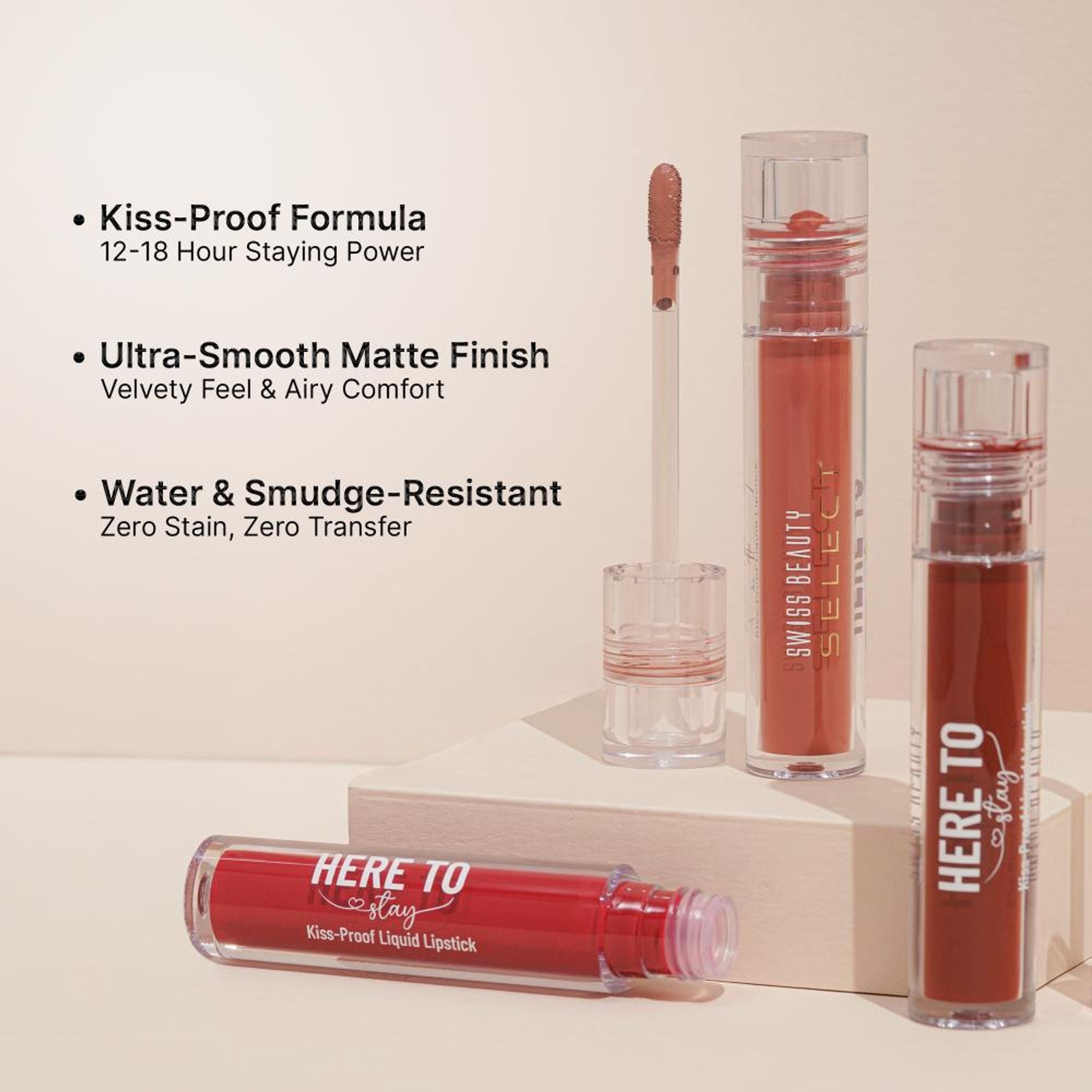 Swiss Beauty Select Here To Stay Kiss Proof Liquid Matte Lipstick With Vitamin E - 17 Ruby Flame