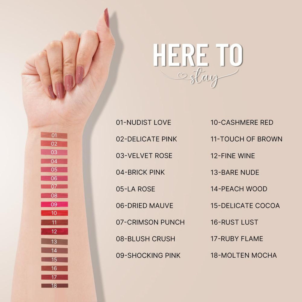 Swiss Beauty Select Here To Stay Kiss Proof Liquid Matte Lipstick With Vitamin E - 18 Molten Mocha