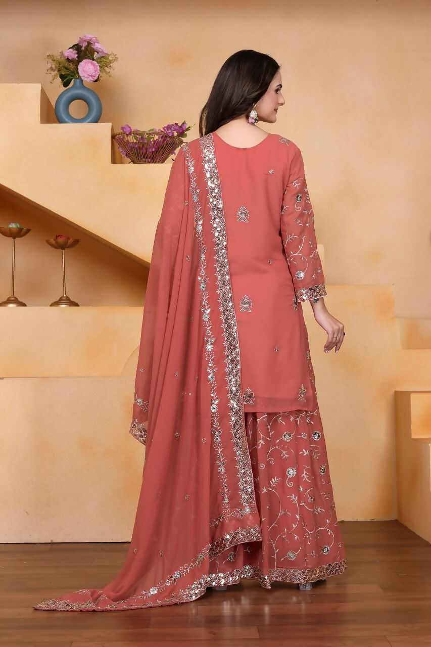 Joban Fashion Pink Georgette Embroidered Sharara Set