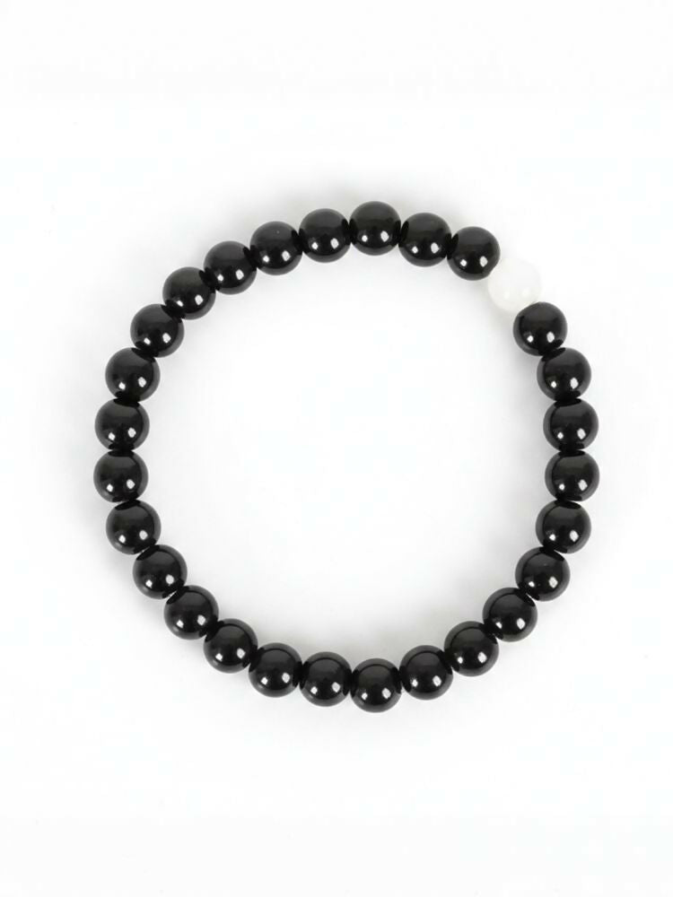 NVR Set of 3 Black & White crystal beaded Bracelet for Men & Women