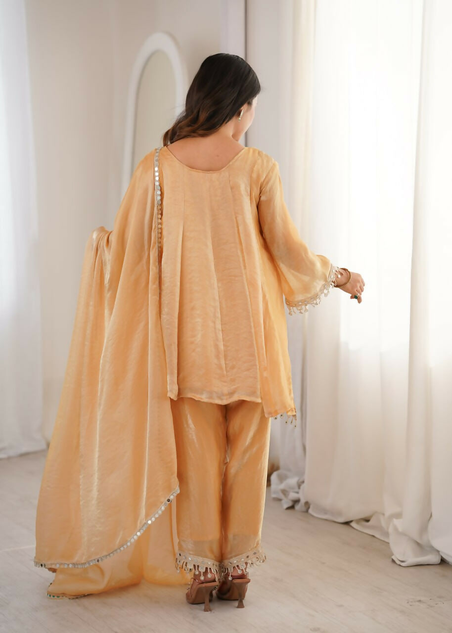 Teeya Creation Womens New Trending Fendy Fabric With Real Mirror With Coding Embroidered Lace Work Kurta Set