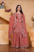Joban Fashion Pink Georgette Embroidered Sharara Set