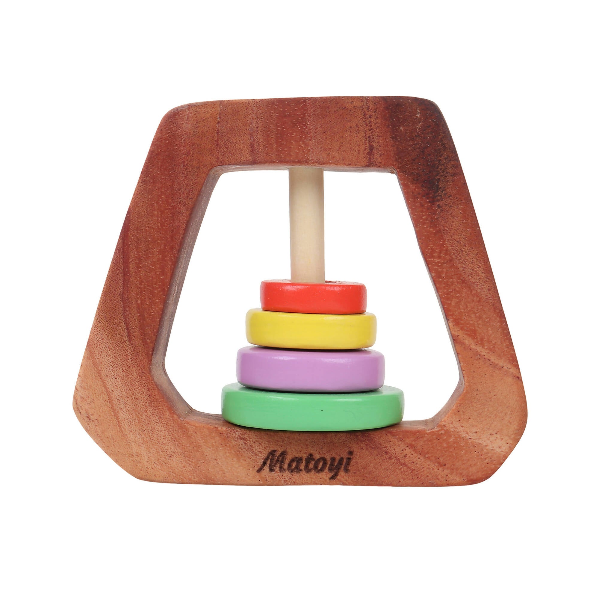 Matoyi Trapezium Rattle & Cat Stacker & Flat disk Rattle & Color Bowling Pin For Kids