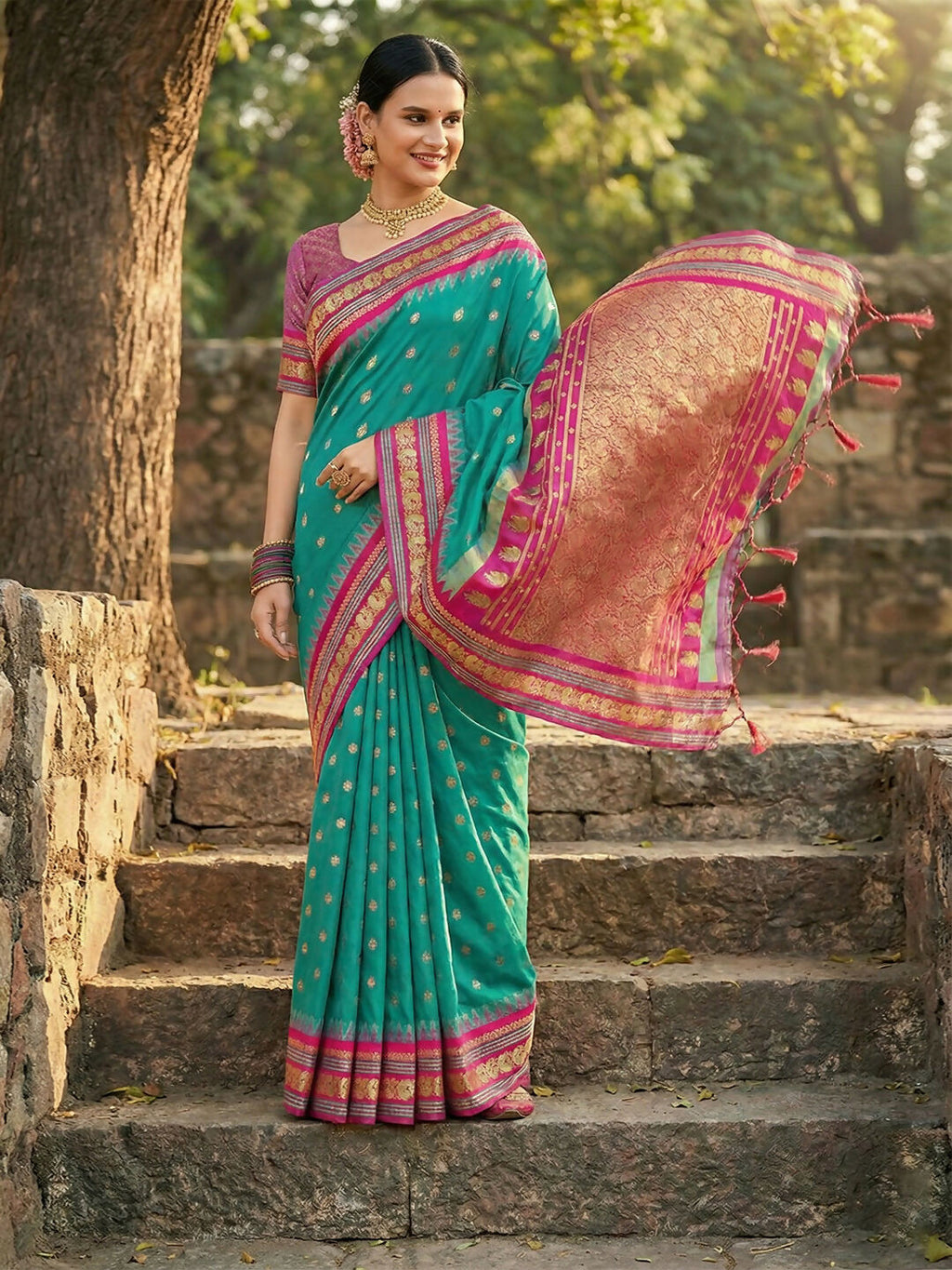 Shree Shyam Fashion Sea Green Soft Silk Saree