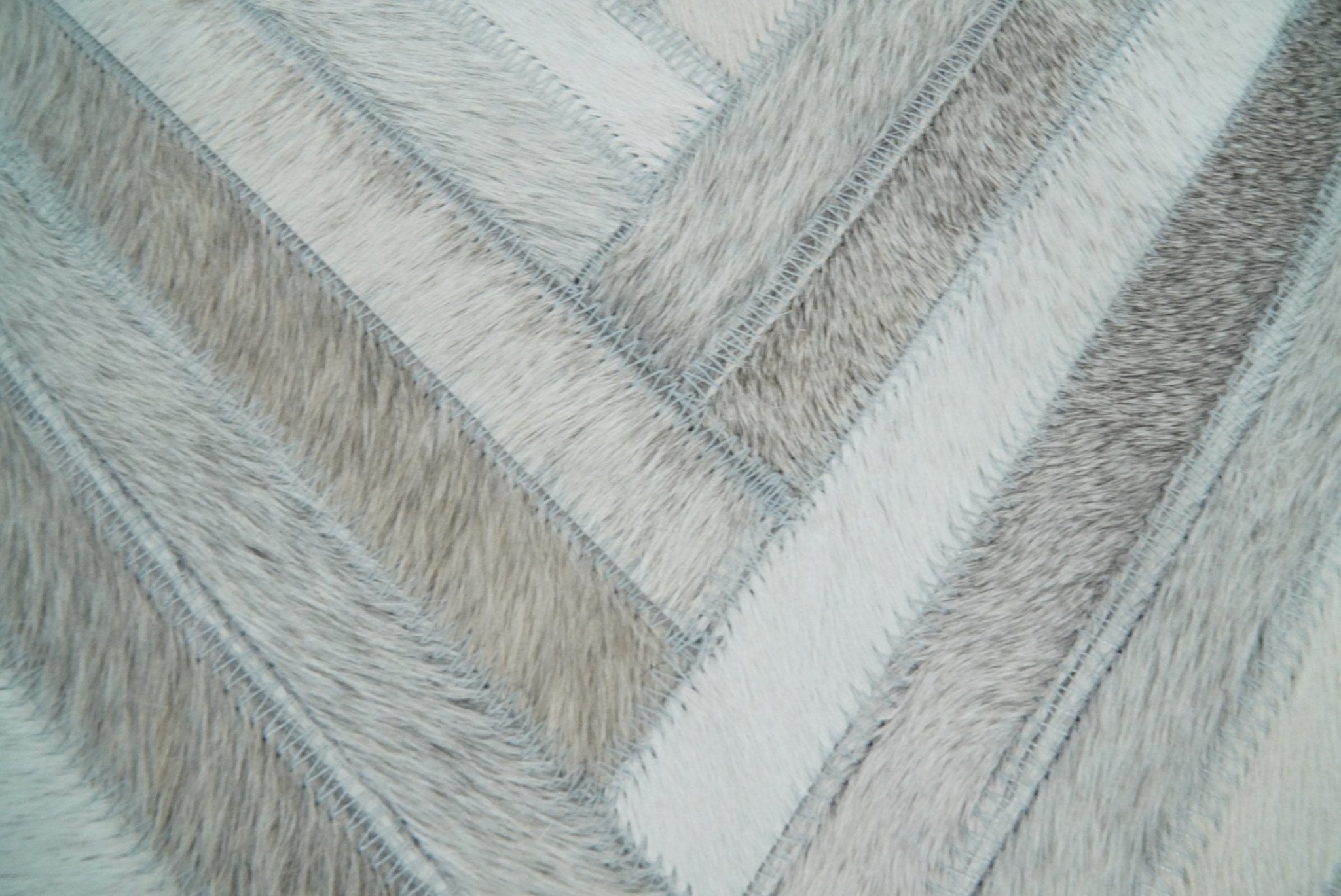 Modern Geometric Silver and Ivory Striped Genuine leather Pillow, Cushion | PL18