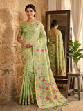 Shree Shyam Fashion Green Linen Cotton Saree