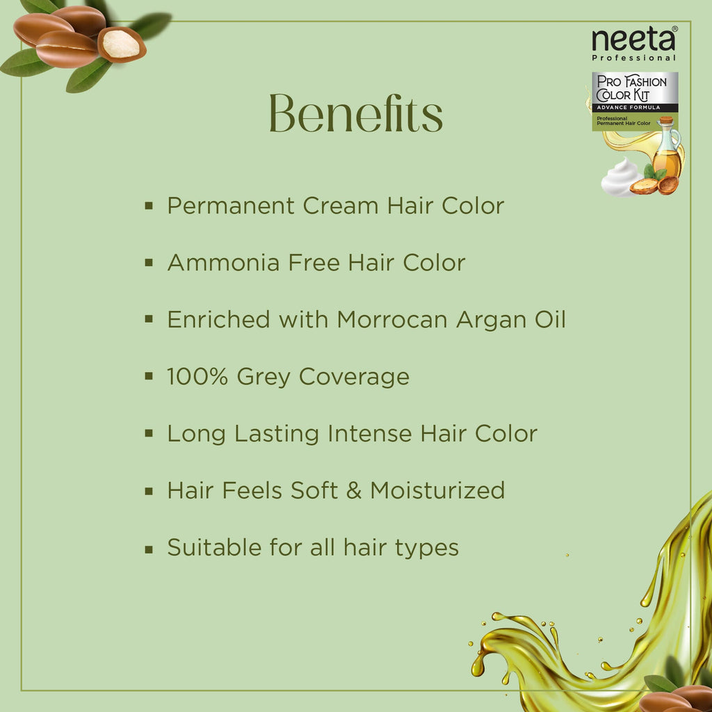 Neeta Professional Fashion Color Kit Permanent Hair Color Dark Brown 3.0