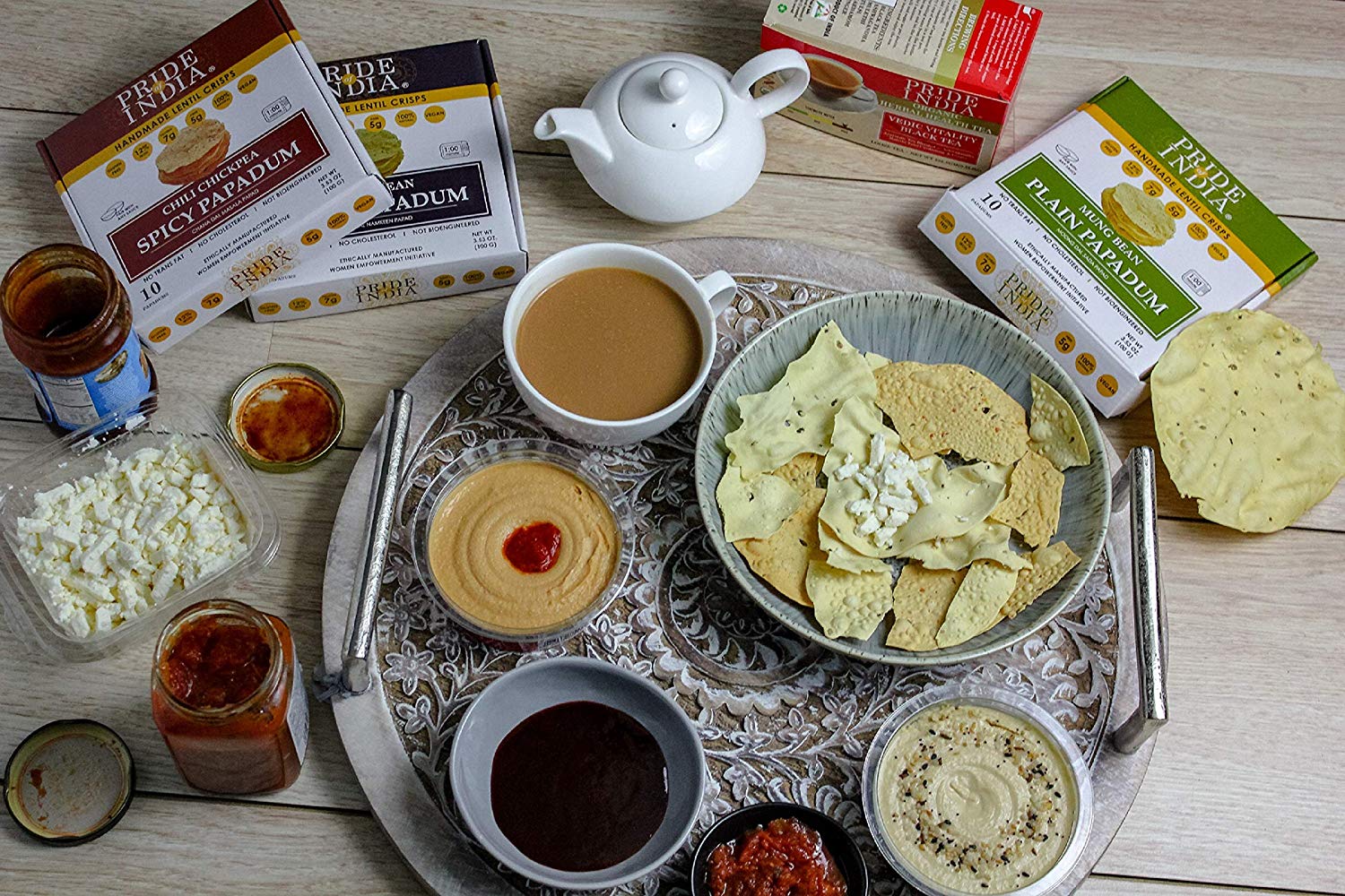 Assorted Papadum Lentil Crisps - Plain, Salty & Spicy
