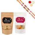 Ghasitaram Jaiccha Mango Bites and Methi Mathi With 2 Pearl Beads Rakhis
