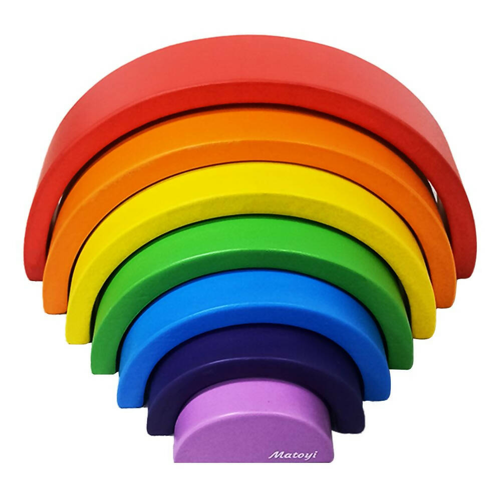 Matoyi Wooden Rainbow Stacker ? 7 Piece Colorful Stacker