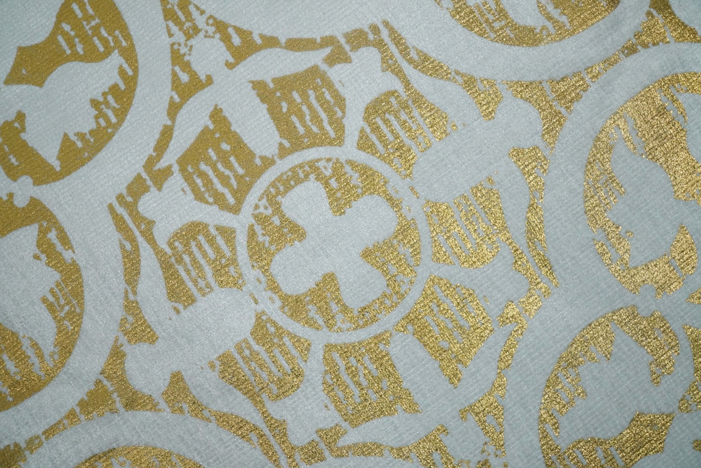 Square Geometric Printed Modern Contemporary Accent Gold and White Pillow Cover | PL08