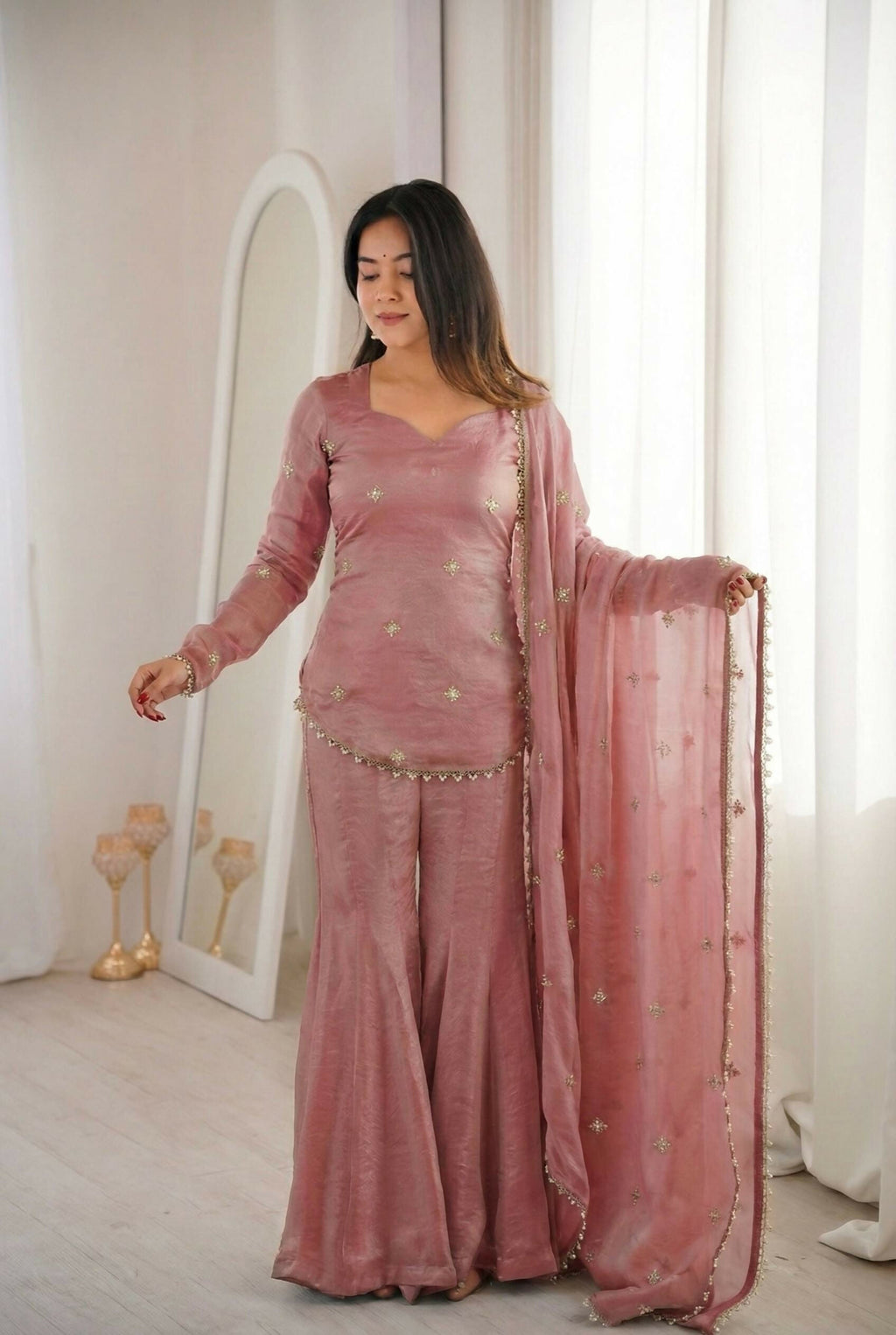 Teeya Creation Peach Fendy Silk Trending Party Wear Salwar Suit