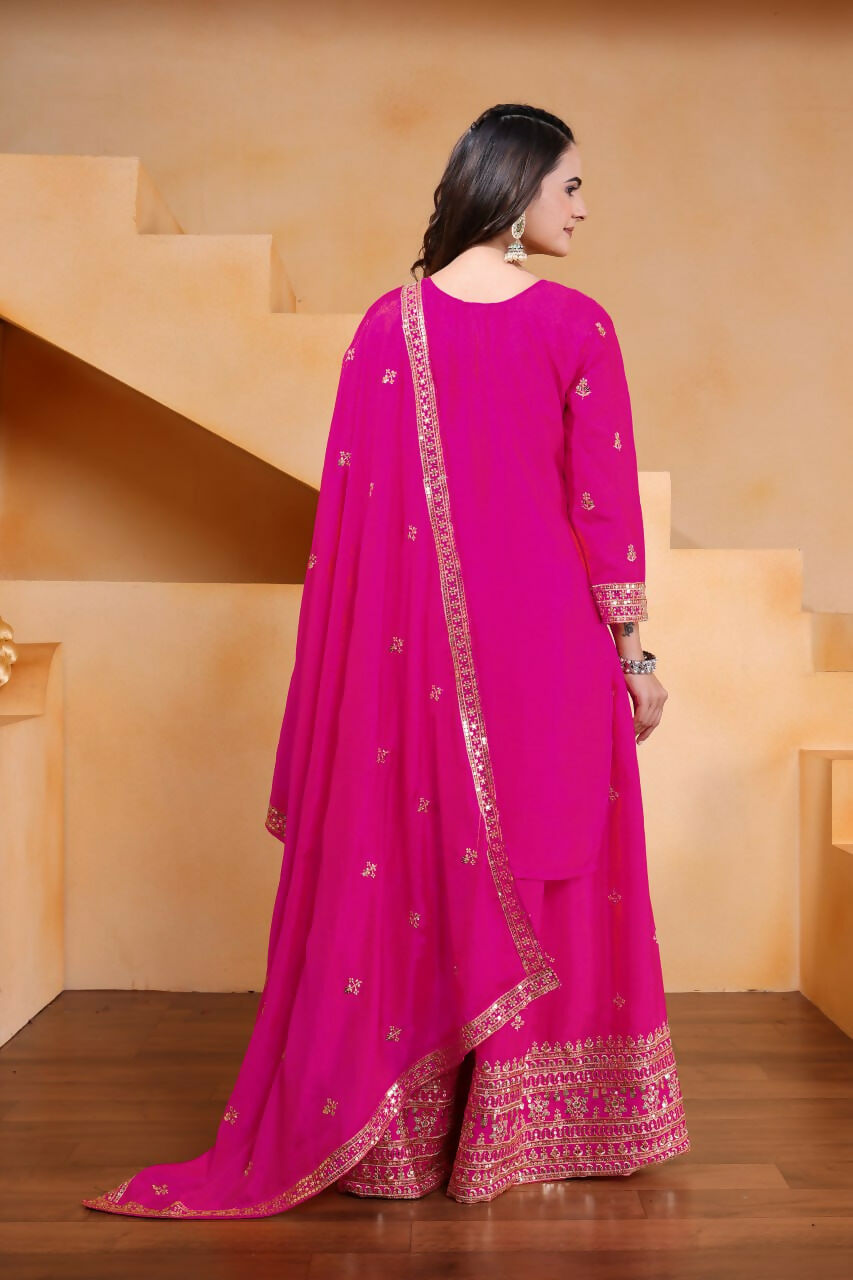 Joban Fashion Pink Silk Embroidered Sharara Set