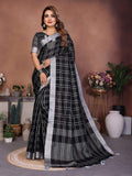 Aastha Fashion Black Linen Weaving Saree