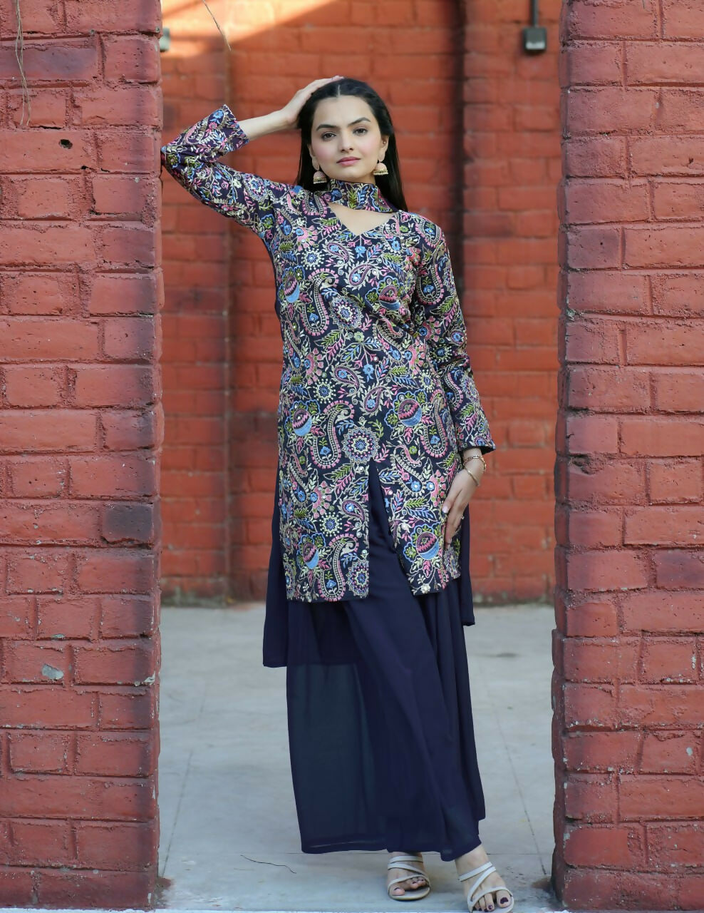 Teeya Creation Blue Color Tapeta Silk Embroidery Work Party Wear Palazzo Set
