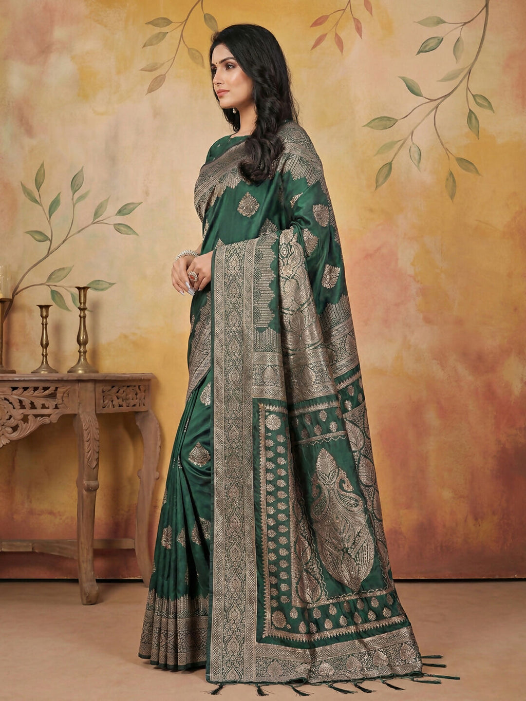 Shree Shyam Fashion Green Silk Blend Saree